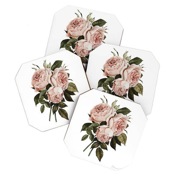 Society6 Shealeen Louise Three English Roses Square Set of 4 Coasters