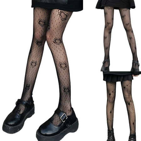 

SPRING PARK Women Heart Patterned Tights Floral Stockings Hole Pattern Leggings Tights Net Pantyhose