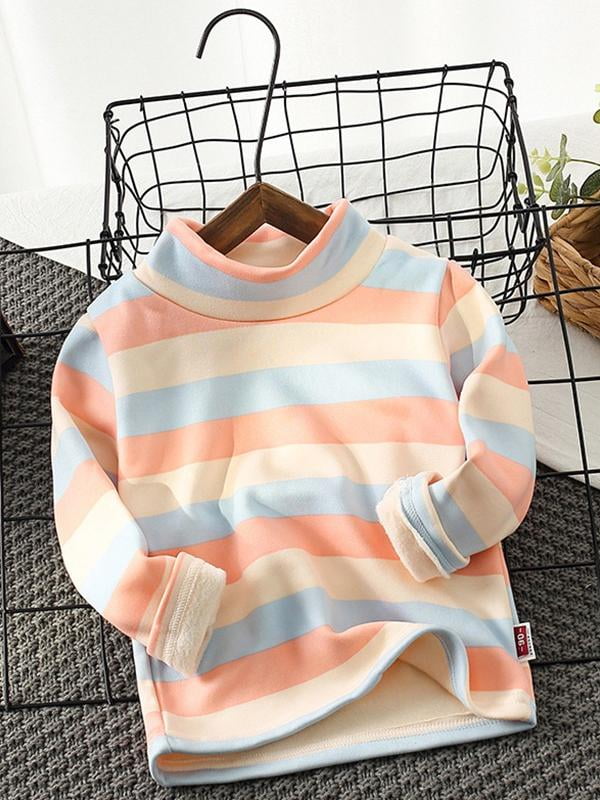 Unisex Baby Stripe T-Shirt Turtleneck Long Sleeve Casual Tops Bottoming Clothing 