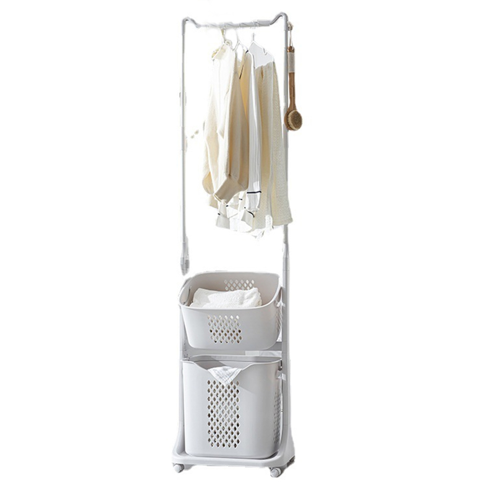 Laundry Basket Rolling Laundry Hamper 2 Tier Laundry Cart 17*12*56 inches Removable Laundry