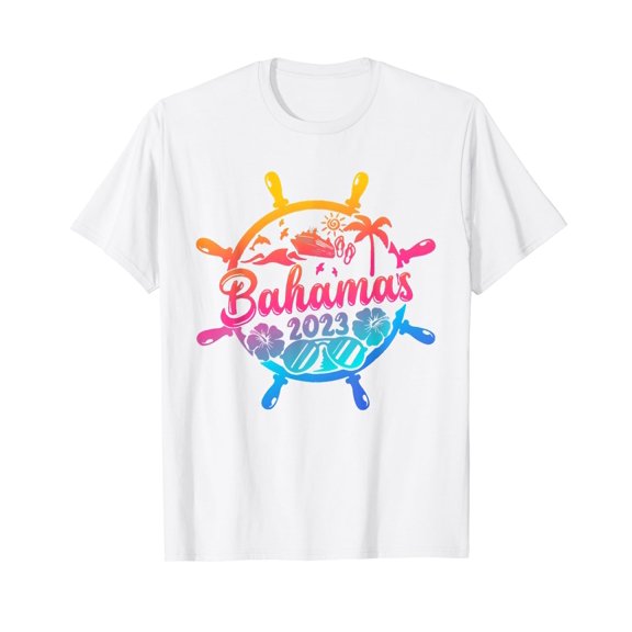 Bahamas Cruise 2023 Family Friends Group Vacation Matching White Cotton T-Shirt