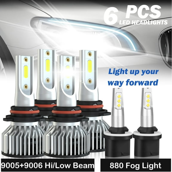 For Nissan Armada 2005-2010 LED Headlights Bulb High Low Beam Fog Light,9005+9006+880,500% Brighter than Halogen