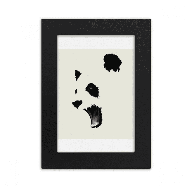Panda Black White Open Mouth Color Block Desktop Photo Frame Picture Display Art Painting Exhibit