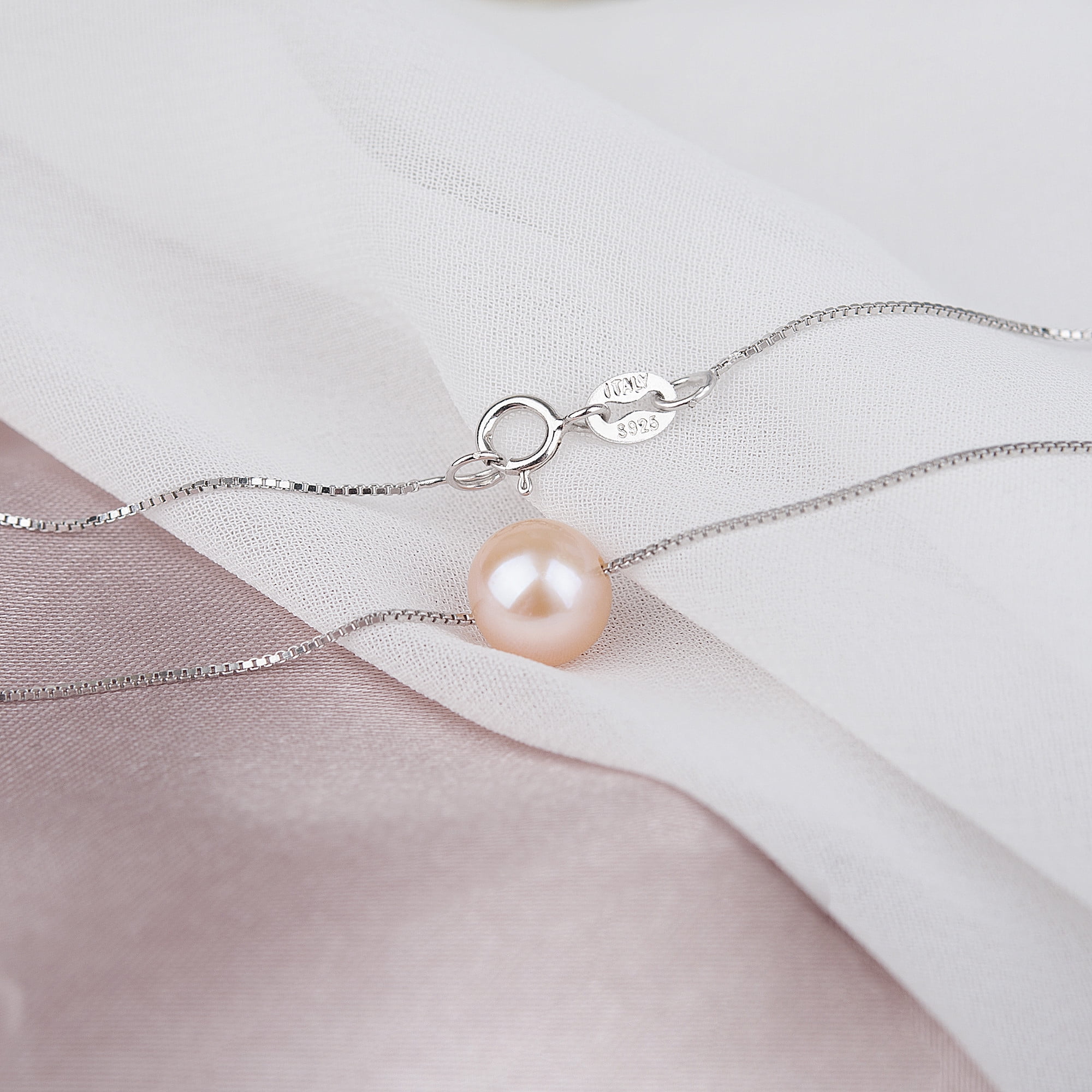 Anavia to Daughter Pregnancy Gift from Mom, Pregnancy Mom Pearl Necklace for Daughter, To My Daughter on your Pregnancy -[Pink Pearl + Silver Chain]