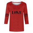 thumbnail image 4 of COM1950s Blouses pour Femmes, Blouses pour Femmes Mode, Mode T-Shirt Décontracté Imprimé Col Rond Manches 3/4, Hauts pour Femmes, Hauts Décontractés pour Femmes, 4 of 8