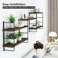 thumbnail image 4 of Wall Mounted Floating Shelves - Rustic Wall Decor Wood Shelves for Bedroom, Living Room, Bathroom and Kitchen Storage, Easy Installation Hanging Shelves (5, Brown), 4 of 18