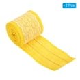 thumbnail image 3 of Unique Bargains 2.4' Wide 2.2 Yards Burlap Ribbon White Lace Roll Wrapping Fabric Crafts Roll Yellow 2 Pack, 3 of 6