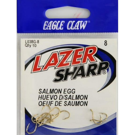 Lazer Sharp L038GH-8 Salmon Egg Hook, Gold, Size 8 Hook
