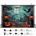 thumbnail image 5 of Halloween Backdrop, Scary Horror Fall Maple Leaves Pumpkin Shop Huge Spider Photography Background, Trick or Treat Autumn Halloween Decoration Party Photo Studio Props,10X8ft, 5 of 5
