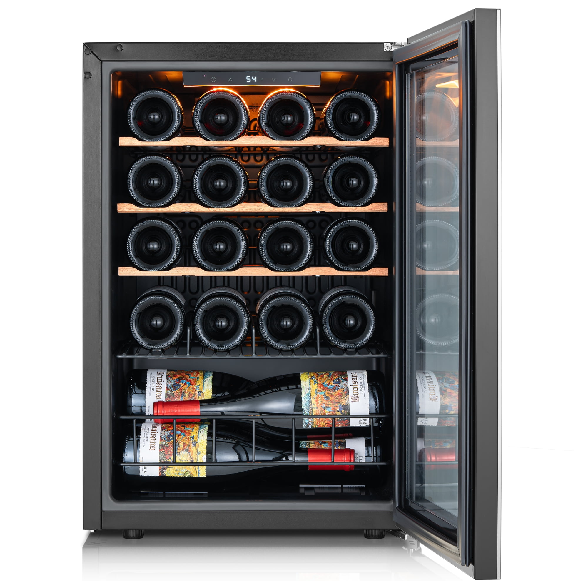 Ca'Lefort Wine Cooler Refrigerator, 2.2 cu.ft. Mini Wine Fridge Freestanding Wine Chiller with Double-Layer Glass Door for Home/Office