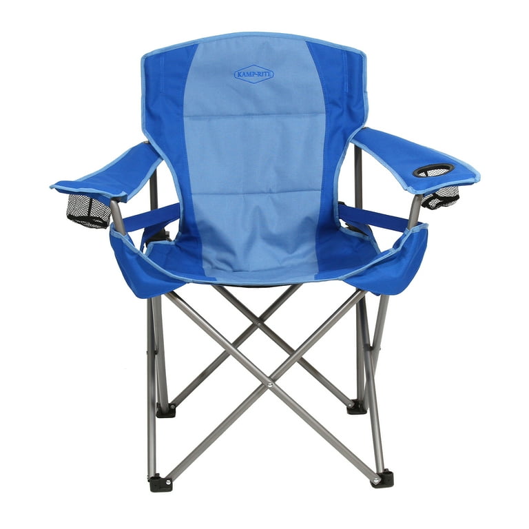Kamp Rite Double Folding Camp Chair with 2 Pack Padded Camp Chair Blue