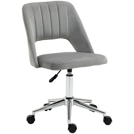 UPC: 0842525159937 | Vinsetto Modern Mid Back Office Chair with Velvet Fabric  Swivel Computer Armless Desk Chair with Hollow Back Design for Home Office  Grey