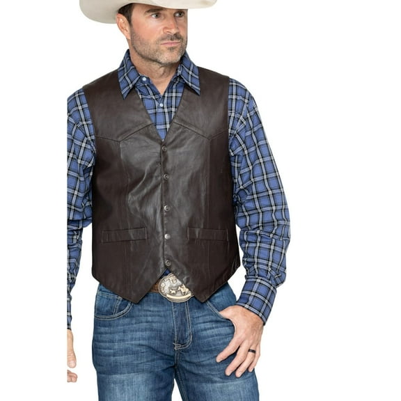 Scully Mens Brown Soft Lamb Western Snap Vest LT