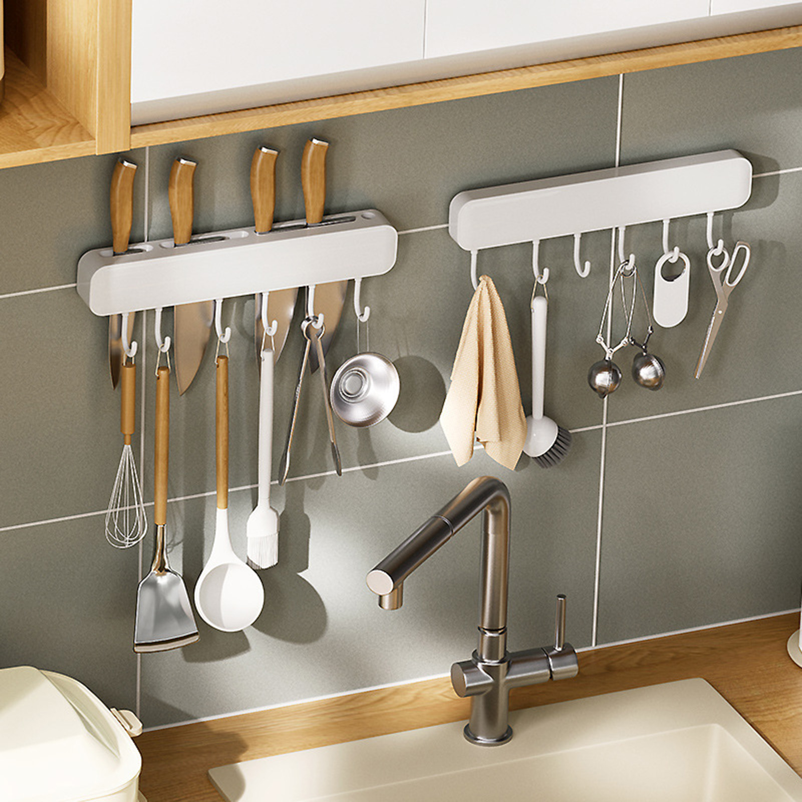 No-Punching Kitchen Hook Rack Wall Wall Hangers Wall Hangers Rack Kitchen  Utensils Rack Spoon Shovel Storage Rack