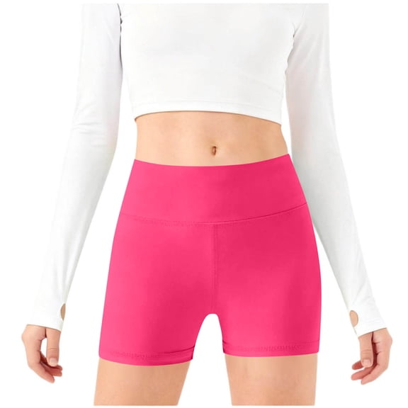 IFNWSV Girls Summer Shorts Kids Yoga Girls Summer Shorts Kids Dance Gymnastics Bottoms High Waisted Stretch Activewear Girls Summer Shorts for Hot Pink 7-8 Years