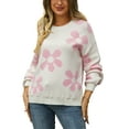 thumbnail image 1 of xiaxaixu Chandails Papillon pour Femmes Manches Longues Col Rond Épaules Tombantes Coupe Ample Tricot, 1 of 9
