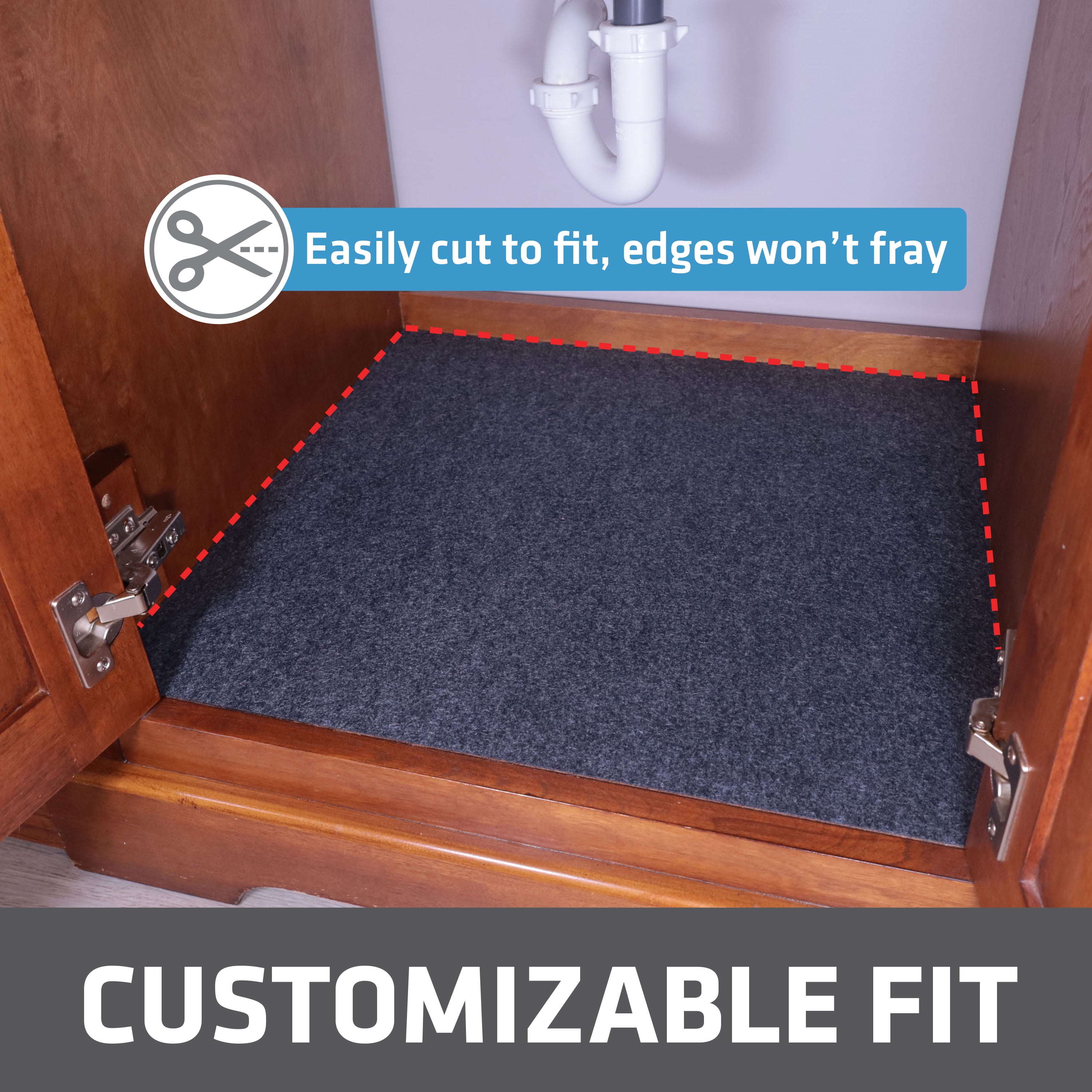 Drymate Under Sink Mat, Waterproof Cabinet Protection Mats for Kitchen & Bathroom, Absorbent Shelf Liners, Slip-Resistant, Non-Adhesive, Machine Washable, Durable (24”x29”)(Charcoal)