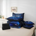 thumbnail image 6 of Feelyou Magic Jungle Wolf Twin Bedding Sets 7-Piece for Couple, Glitter Blue Flower Bedding Comforter Set, Romantic Valentines Day Reversible Sheet Sets, Super Cozy Room Decor, 6 of 8