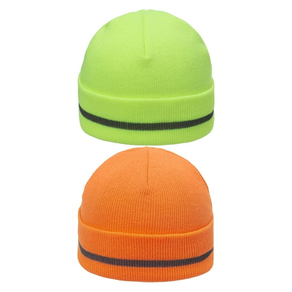 YSNOOWE 2Pcs Knit Beanie Hat Reflective High Visibility Warm Durable Men Travel