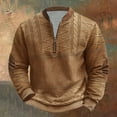 thumbnail image 2 of ZCFZJW Mens Big and Tall Regular Fit Long Sleeve Cable Knit Sweaters Casual Half Zip up V Neck Henley Shirts Loose Lightweight Comfy Thick Outwear Jacket Tops Brown XXL, 2 of 3