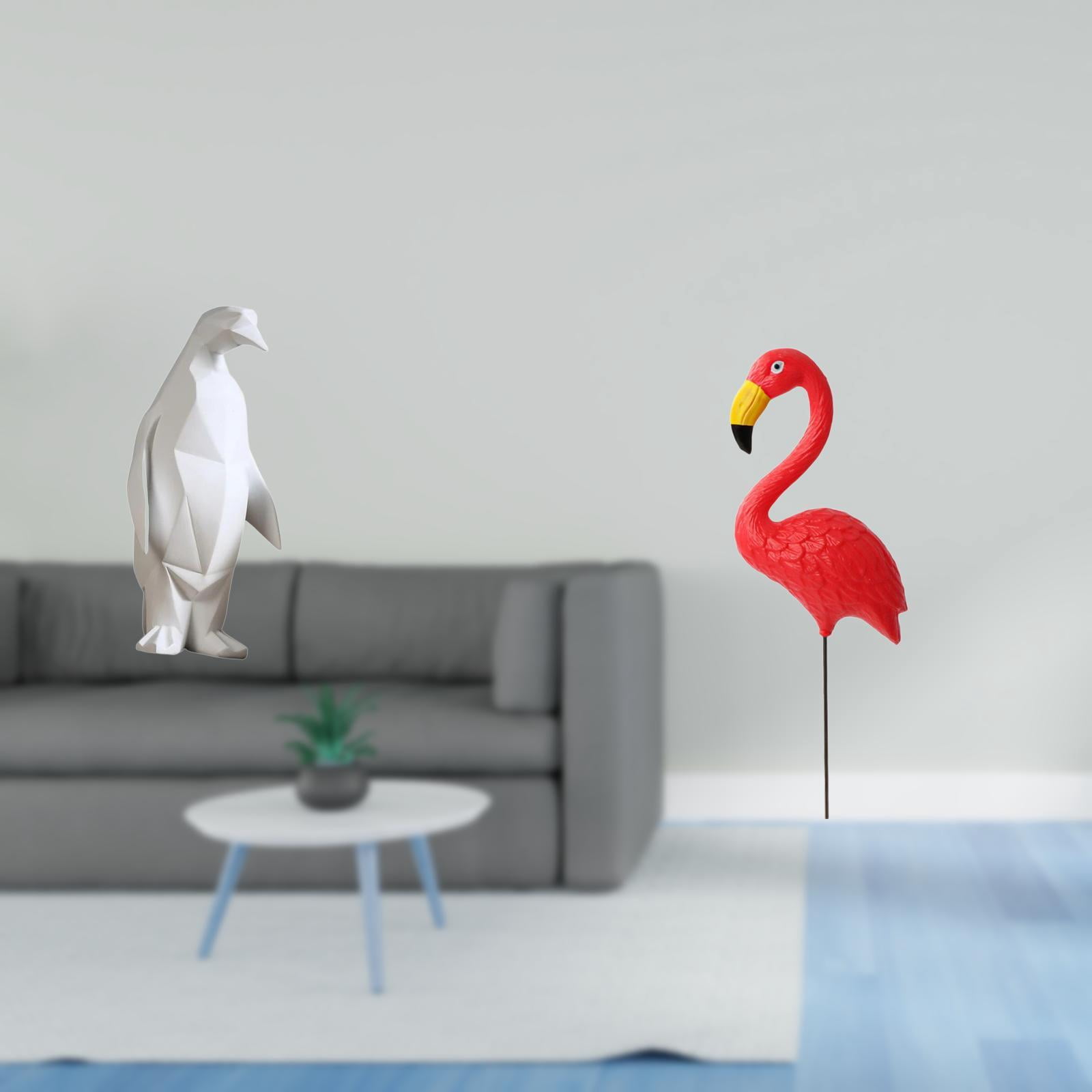 CoudarTitie Penguin Bird Sculpture Figurine Collectable Craft Decorative Ornament Resin Animal Statue Yard Art Ornament Backyard Fairy Garden Accessories Flamingo Garden Stake for Housewarming