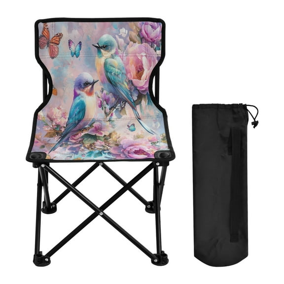 YAZAOO Camping Chairs Modern Cute Birds and Flowers Artwork Pattern Folding chair