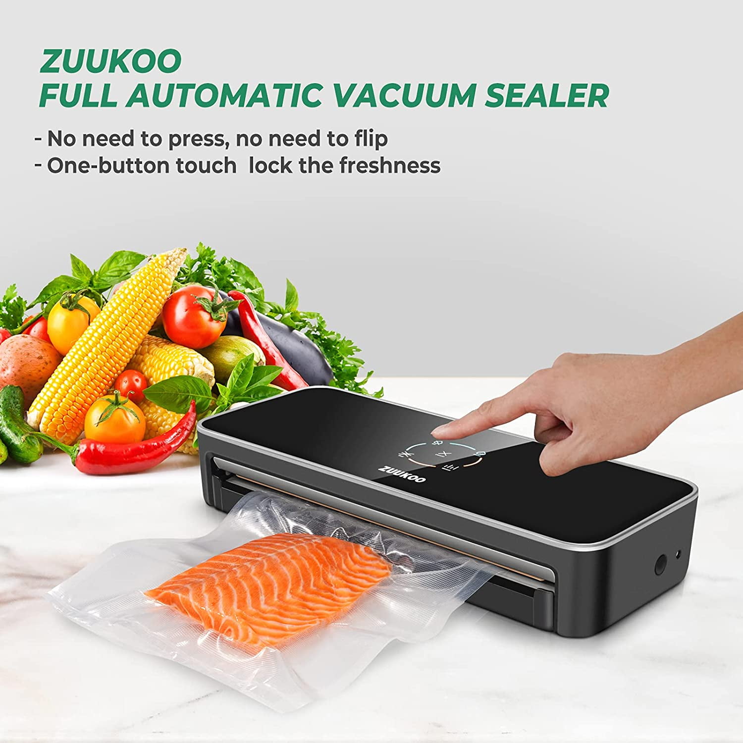 JOSOBO Food Vacuum Sealer Machine, Vacuum Sealer for Dry/Moist Food  Storage, Compact Air Sealer Machine with Powerful Suction, Built-in Cutter