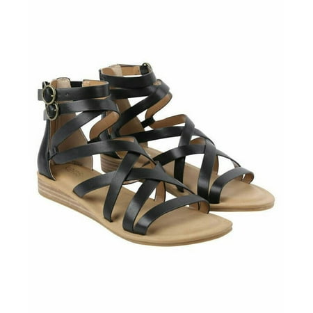Kensie Women's Gladiator Strap Sandal Flat Fisherman Open Toe Cross Strappy Sandals