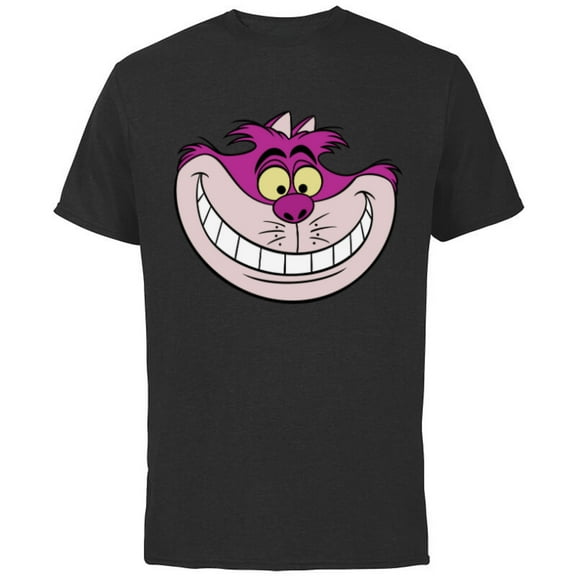 Disney Alice in Wonderland Cheshire Cat Grin - Short Sleeve Cotton T-Shirt for Adults - Customized-Black
