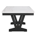 thumbnail image 4 of Newboti Furniture 7pc Dining Set Contemporary Style White Genuine Marble Rectangular Table Top Dove Gray Upholstery Chairs Nailhead Tufted Black Finish Wooden Solid Wood Dining Room Furniture BN.2356, 4 of 8