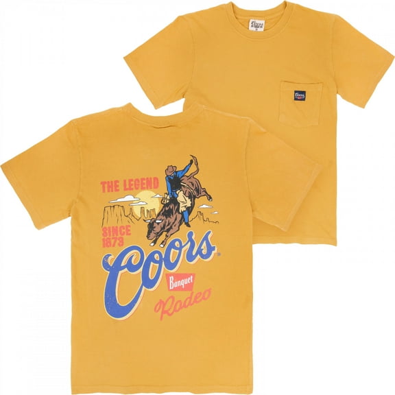 Coors Rodeo Legend Premium Super Soft Heavyweight Front Pocket and Back-Print T-Shirt-2XLarge