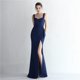 thumbnail image 1 of Vestido de cola de pez ajustado para cena de celebridades, largo, con cuentas de satén y abertura, modelo de auto para boda, vestido de exhibición, 1 of 6