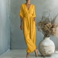 thumbnail image 5 of purcolt Womens Half Sleeve Wide Leg Jumpsuits Elegant V-Neck Business Office Jumpsuit Waist Cinch Dressy Casual Rompers (Available in Plus Size), 5 of 6