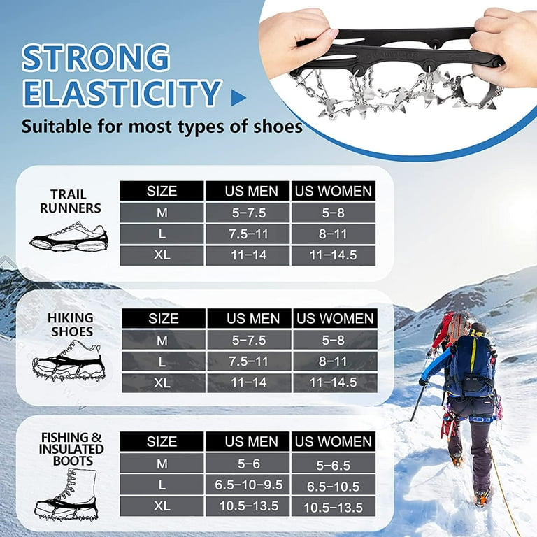 26 Micro Spikes Crampons, Ice Cleats Traction for Hiking Boots