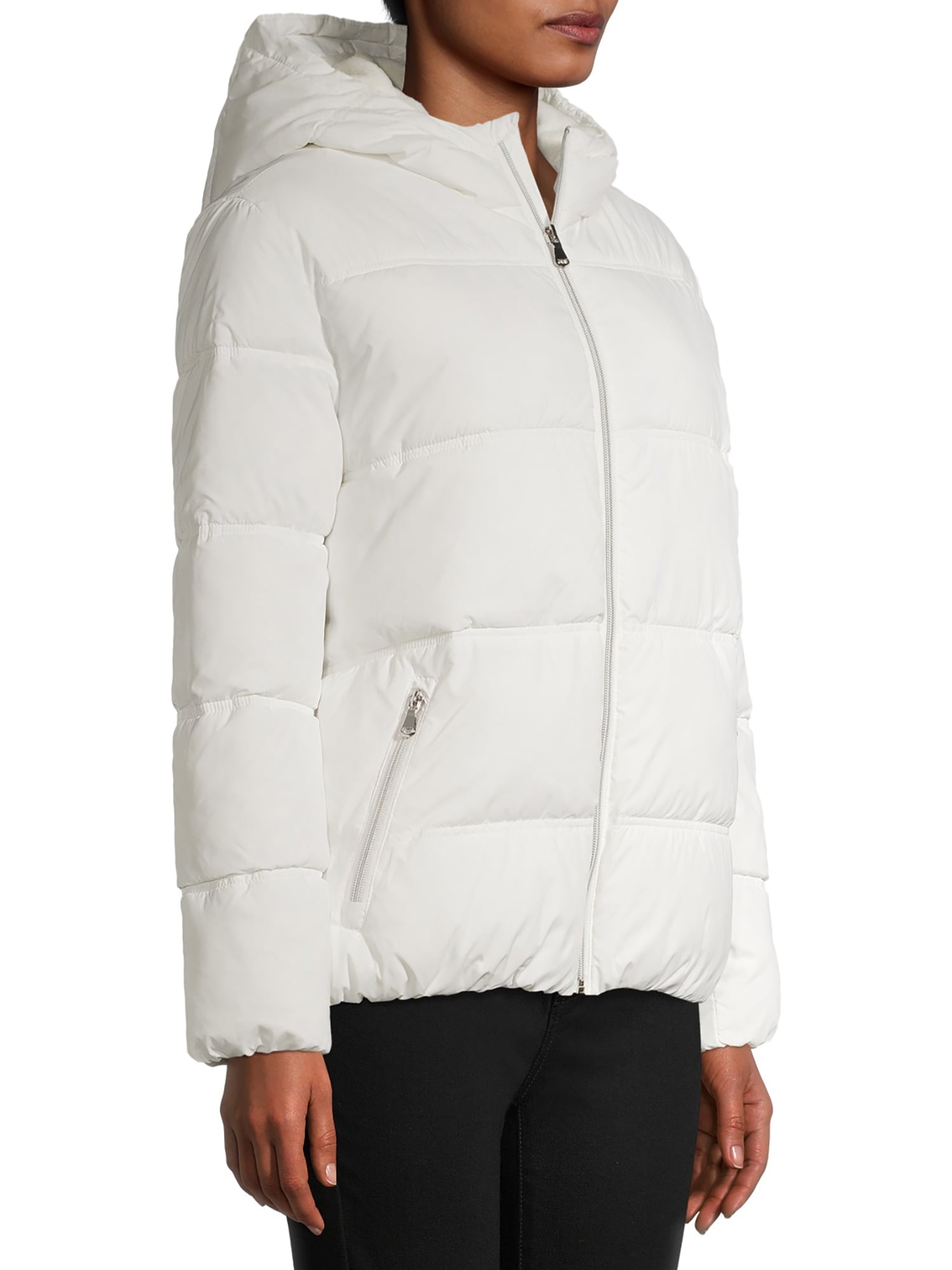 mark alan women's hooded short puffer