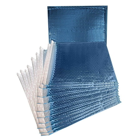 ABC 50 Pack Metallic Bubble mailers 12.75 X 10.5. Blue padded envelopes 12 3/4 x 10 1/2. Large glamour bubble mailers. Peel and Seal. Padded mailing envelopes for shipping, packing, packaging.