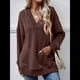 thumbnail image 5 of Sudadera con Capucha para Mujer, Cuello en V, para Invierno y Otoño. Color Café L, 5 of 8