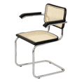 thumbnail image 6 of Breuer Chair Company Marcel Breuer B64 Cesca Cane Cantilever Armchair Arm Chair w/ Chrome Steel Frame Black Wood & Natural Cane (Made in Italy) by Furnish Theory, 6 of 14