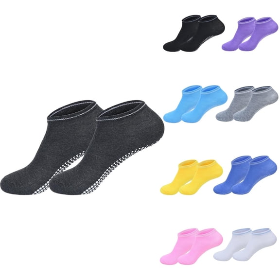 Women's Non Slip Socks No Show Socks Womens Cushioned Low Cut Athletic Hidden Liner for Sneakers Ankle Invisible Running Socks Fitness Exercise Thin Breathable Strap Socks Grey One Size