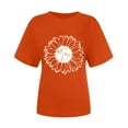 thumbnail image 3 of Shirt for Women Flower Graphic Tees Short Sleeve Casual T Shirts Tops Blouse Orange, 3 of 5