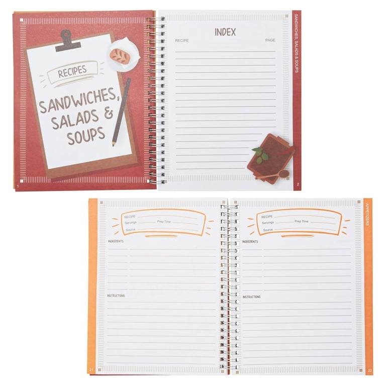 Recipe Book To Write In Your Own Recipes - Blank Family Cook Book Journal  to Create Your Own DIY 100 Page Cookbook - Spiral Bound Recipe Organizer 