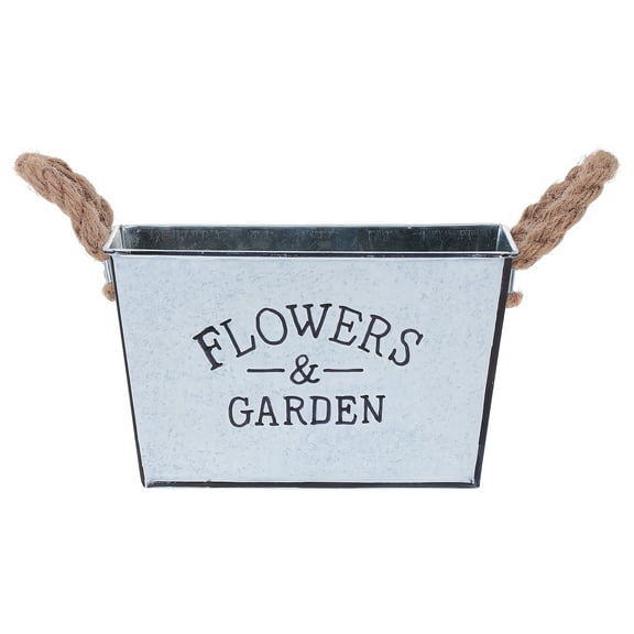 MOKKHNB Rustic Bucket Flower Holder Iron Flower Pot White 1Pcs 7.1X4.3X4.3In