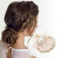 thumbnail image 2 of Unique Bargains 1 Pc Floral Rhinestone Faux Pearl Scrunchies for Home Pink, 2 of 5