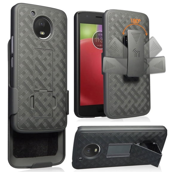 Case with Clip for Moto E4 Plus, Nakedcellphone Black Kickstand Cover   Belt Hip Holster for Motorola Moto E4  (XT1774/XT1770/XT1771/XT1773/XT1775)