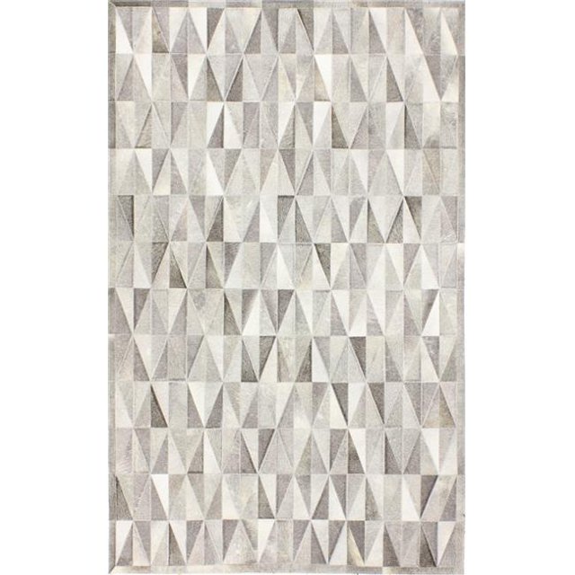 Bashian H112-GY-8X10-H27 Santa Fe Collection Geometric Contemporary Leather Hand Stitched Area Rug, Grey - 8 x 10 ft.