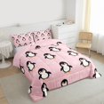 thumbnail image 3 of Castle Fairy Kawaii Penguin Queen Comforter Set,Winter Snowflakes Bedding Comforter Set, 3 of 7