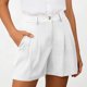 thumbnail image 5 of Pantalones Cortos de Ajuste Suelto para Mujeres Moda Casual Alta Cintura de Lino Mezcla Pantalones Cortos con Bolsillos, Poliéster Suave Recto Sólido Fondo de Verano para Diario, 5 of 6