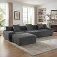 thumbnail image 3 of 120" Boneless Sectional with Ottoman, 3-Seater Chenille Frameless Couch with Deep seat, Modern L-Shaped Modular Sofa for Living Room, No Assembly Required, Gray, 3 of 11
