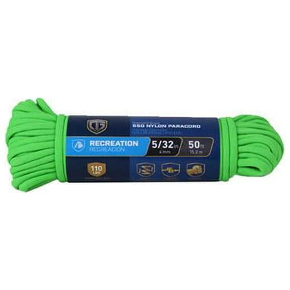 642641 Paracord 550 Nylon Rope, Green, 5/32-In. x 50-Ft. - Quantity 12