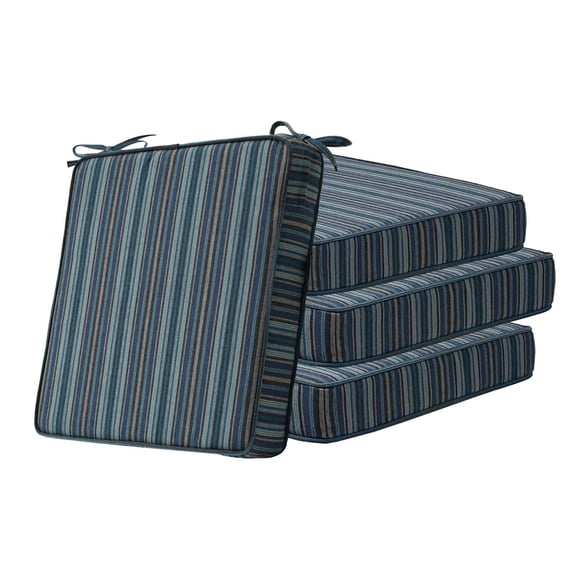 Square Corner Seat Cushions 19x19x3 Inch Set Of 4 Indoor Outdoor Water Repellent With Ties Sunbrella Troupe Dock